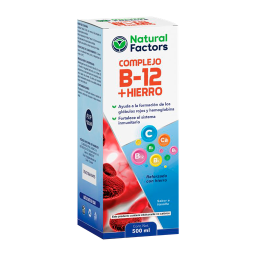 [8284] COMPLEJO B-12 + HIERRO SOLUCION ORAL 500ML NATURAL FACTORS