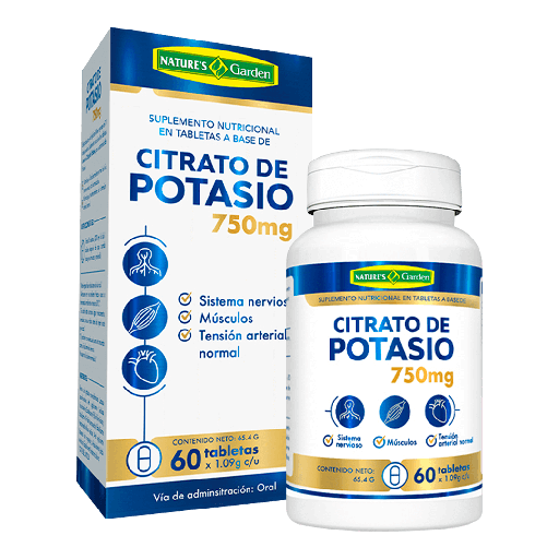[8381] CITRATO DE POTASIO 750MG TABLETAS X60 NATURES GARDEN
