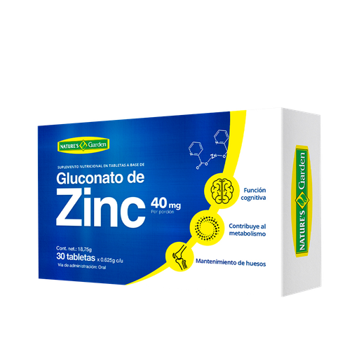 [8382] GLUCONATO DE ZINC 40MG TABLETAS X30 NATURES GARDEN