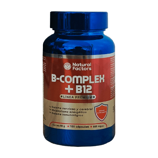[8386] B-COMPLEX +B12 600MG CAPSULAS X100 NATURAL FACTORS