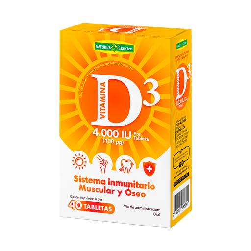 [8433] D3 VITAMINA 4000IU TABLETAS X40 NATURES GARDEN