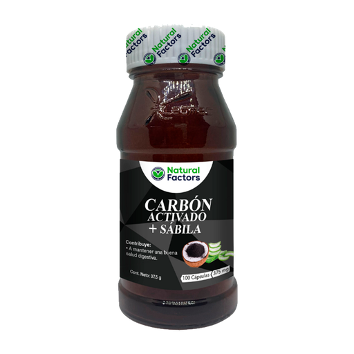 [8458] CARBON ACTIVADO + SABILA CAPSULAS X100 NATURAL FACTORS
