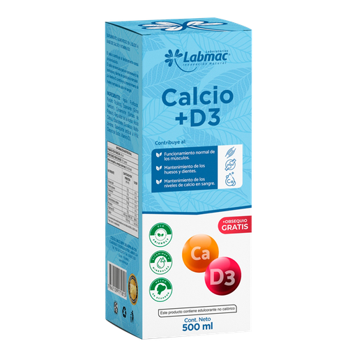 [8480] CALCIO + D3 PLANTAS JARABE DE 500ML LABMAC