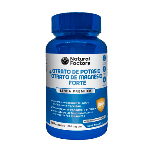 [8552] CITRATO DE POTASIO + CITRATO DE MAGNESIO FORTE 600MG CAPSULAS X100 NATURAL FACTORS