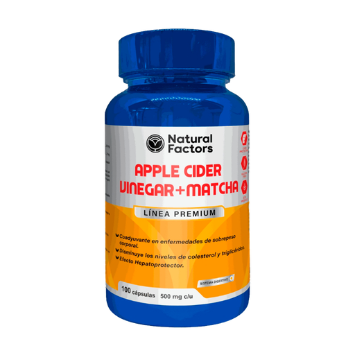 [8575] APPLE CIEDER VINEGAR + MATCHA 500MG CAPSULAS X100 NATURAL FACTORS