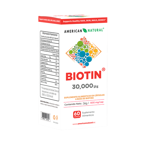 [8577] BIOTIN 30000MG CAPSULAS X60 AMERICAN NATURAL
