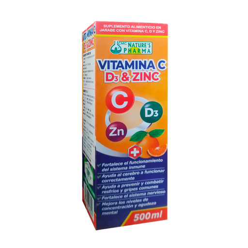 [8598] VITAMINA C D3 & ZINC JARABE 500ML NATURES PHARMA