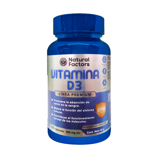 [8641] VITAMINA D3 600MG CAPSULAS X100 NATURAL FACTORS