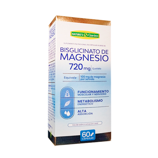 [8653] BISGLICITANO DE MAGNESIO 720MG CAPSULAS X60 NATURES GARDEN
