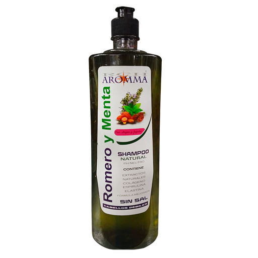 [8672] ROMERO Y MENTA SHAMPOO NATURAL 750ML AROMMA