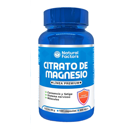[8706] CITRATO DE MAGNESIO 600MG CAPSULAS X100 NATURAL FACTORS