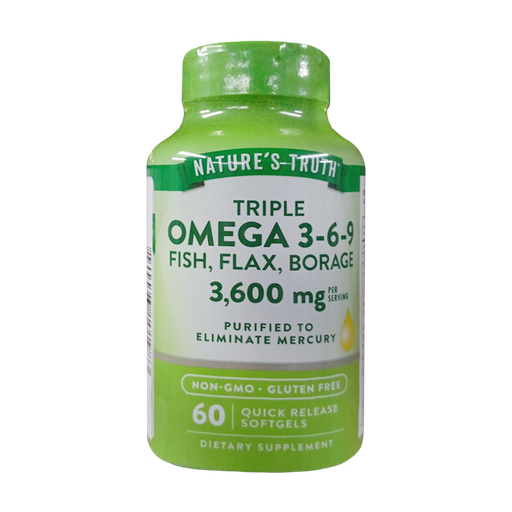[8721] TRIPLE OMEGA 3-6-9 FISH, FLAX, BORAGE 3600MG SOFTGELS X60 NATURES TRUTH