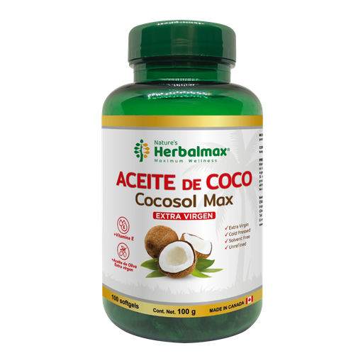 [8750] COCOSOL MAX ACEITE DE COCO SOFTGELS X100 NATURES HERBALMAX