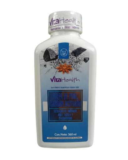 [8769] PULPA DE PIÑA,CARBÓN ACTIVADO EXTRACTO DE ORÉGANO,ANÍS, MENTA Y CARDAMOMO SUPLEMENTO ALIMENTICIO LIQUIDO 360ML VITAHEALTH