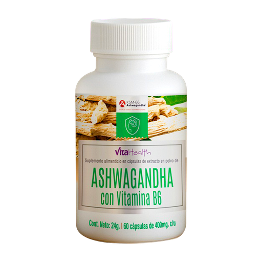 [8772] ASHWAGANDHA CON VITAMINA B6 400MG CAPSULAS X60 VITAHEALTH