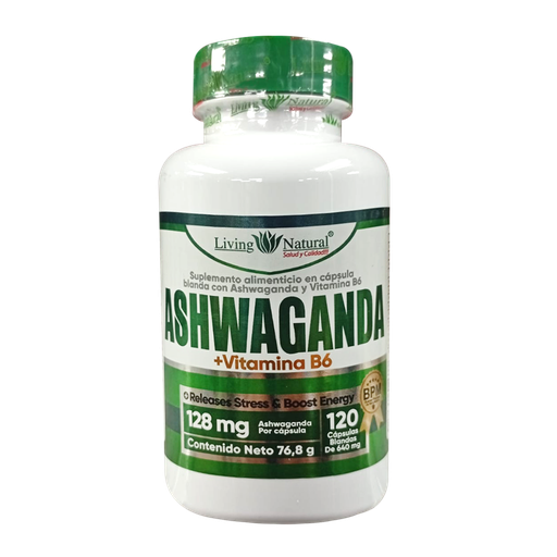 [8833] ASHWAGANDA+VITAMINA B6 128MG CAPSULAS X120 LIVING NATURAL