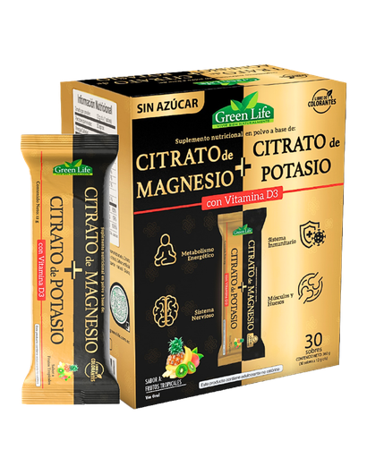 [8872] CITRATO DE MAGNESIO+CITRATO DE POTASIO POLVO SOBRES X30  GREEN LIFE
