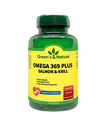 [8887] OMEGA 369 PLUS SALMON & KRILL SOFTGELS X90 GREENS & NATURAL