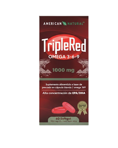 [8895] TRIPLE RED OMEGA 3-6-9 1000MG SOFTGELS X60 AMERICAN NATURAL
