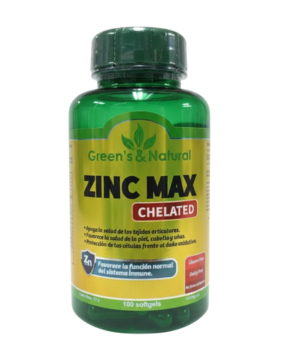 [8931] ZINC MAX CHELATED CAPSULAS X100 GREENS & NATURAL