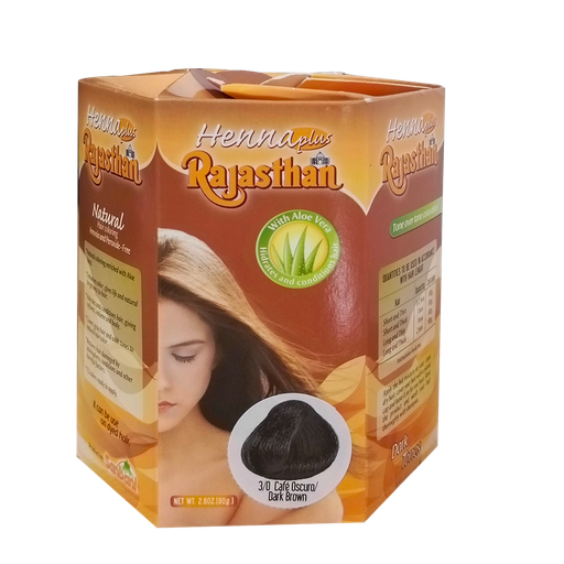 [6677] HENNA PLUS RAJASTHAN TINTE EN POLVO CAFE OSCURO 80G SANBANI