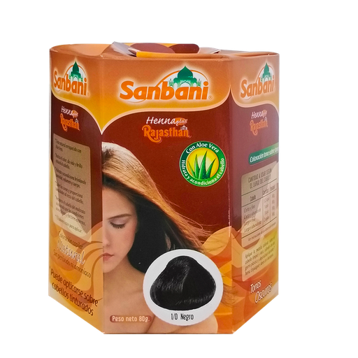 [6678] HENNA PLUS RAJASTHAN TINTE EN POLVO NEGRO 80G SANBANI