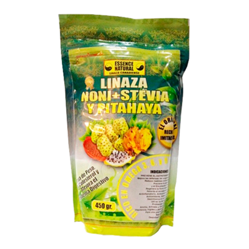 [5459] LINAZA NONI + STEVIA Y PITAHAYA POLVO 450GR ESSENCE NATURAL