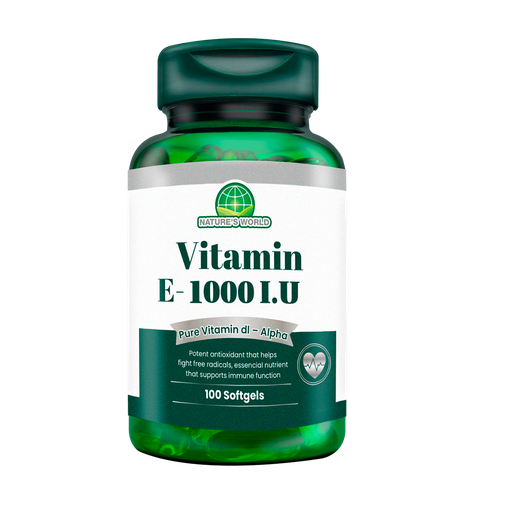 [7104] E VITAMIN 1000IU DL-ALPHA SOFTGELS X100 NATURES WORLD