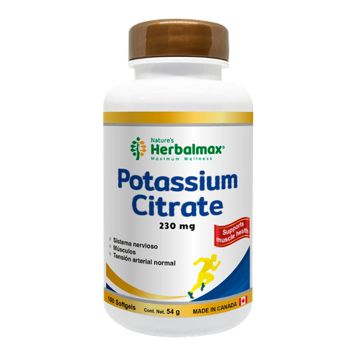 [7862] POTASSIUM CITRATE 230MG SOFTGELS X100 NATURES HERBALMAX