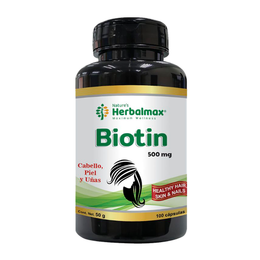 [7266] BIOTIN 500MG CAPSULAS X100 NATURES HERBALMAX