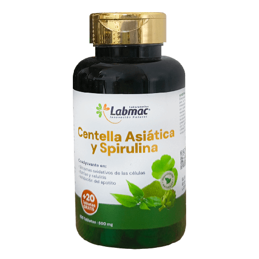 [6692] CENTELLA ASIATICA Y SPIRULINA 500MG TABLETAS X100+20 LABMAC