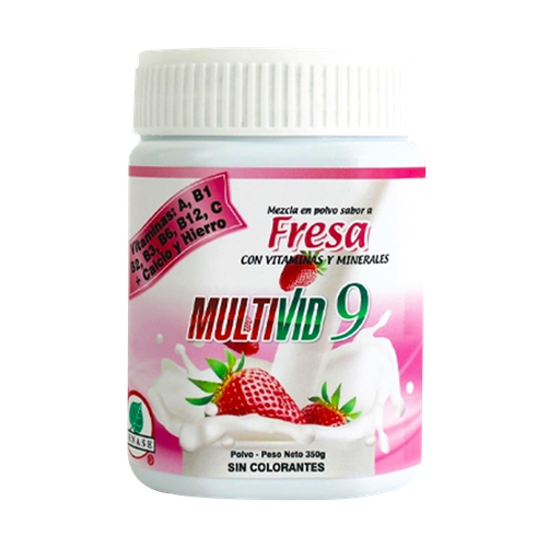 [6494] MULTIVID 9 POLVO 350G SABOR FRESA RENASE