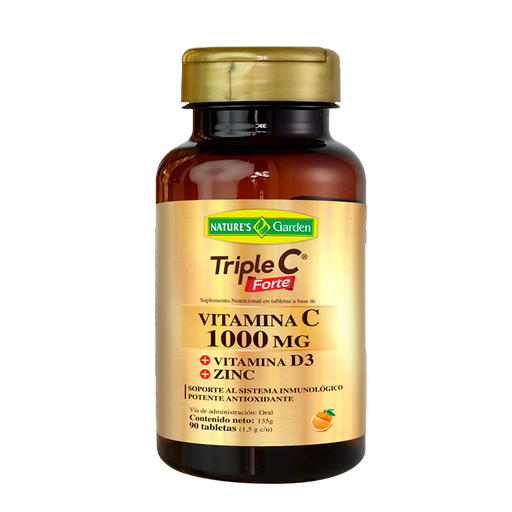 [7097] TRIPLE C FORTE VITAMINA C 1000MG TABLETAS X90 NATURES GARDEN