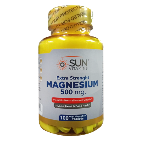 [7528] MAGNESIUM 500MG HIGH POTENCY TABLETAS X100 SUN VITAMINS