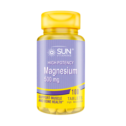 [7528] MAGNESIUM 500MG HIGH POTENCY TABLETAS X100 SUN VITAMINS
