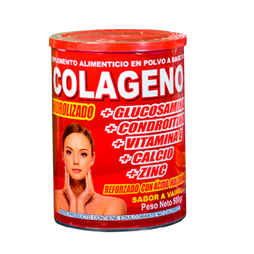 [7469] COLAGENO HIDROLIZADO ROJO+GLUCOSAMINA+VITAMINA C+CALCIO+ ZINC 500GR NATU GREEN HOUSE