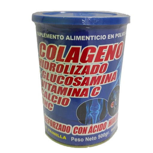 [7470] COLAGENO HIDROLIZADO AZUL +GLUCOSAMINA+VITAMINA C+CALCIO+ZINC 500GR NATU GREEN HOUSE