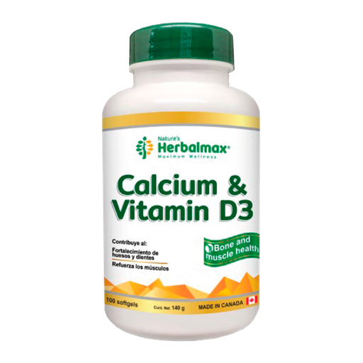 [7472] CALCIUM & VITAMIN D3 SOFTGELS X100 NATURES HERBALMAX