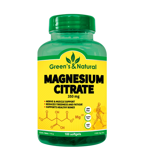[8069] MAGNESIUM CITRATE 350MG SOTHGELS X100 GREENS & NATURAL