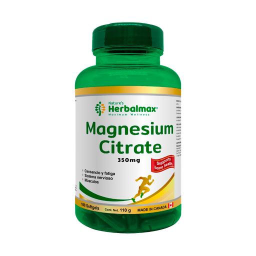 [7688] MAGNESIUM CITRATE 350MG SOTHGELS X100 NATURES HERBALMAX